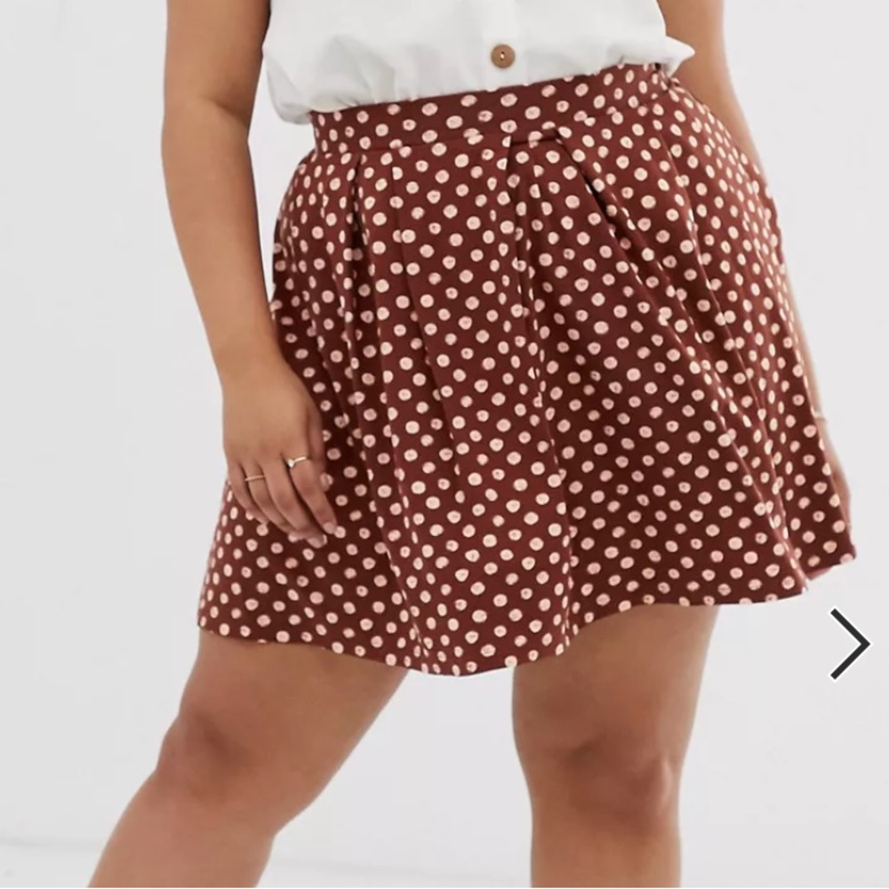 NWT Brown polka dot skater skirt ASOS